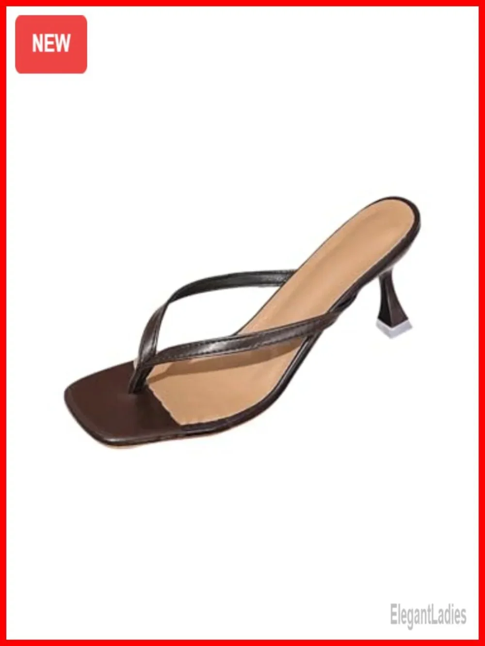 Faux Leather Kitten Heels Thong Flip Flop Sandals Slip On Shoes